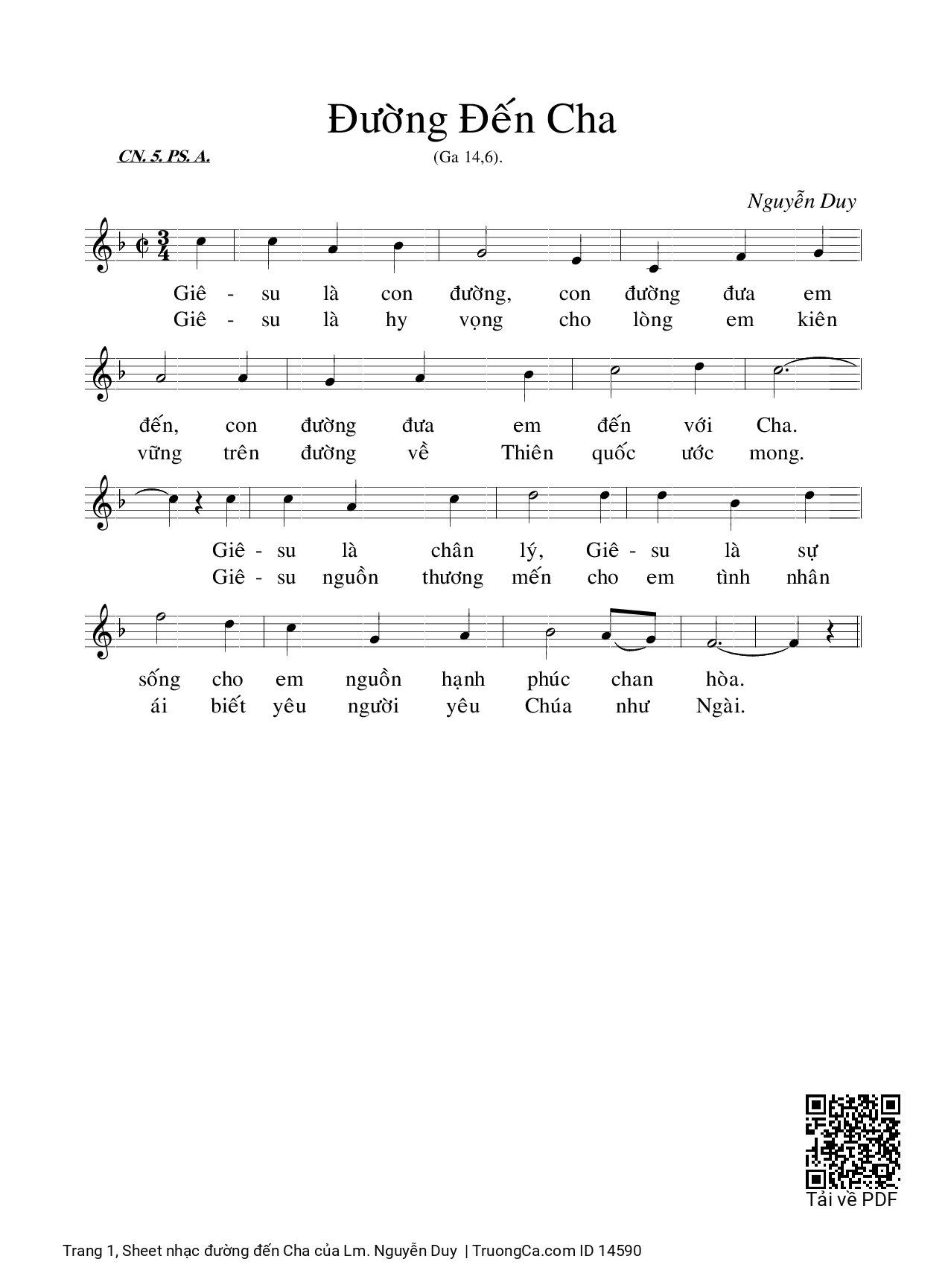 Page 1 of Sheet music PDF đường đến Cha - Lm. Nguyễn Duy
