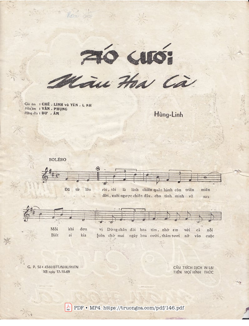 Page 2 of Sheet music PDF Áo cưới màu hoa cà - Hùng Linh