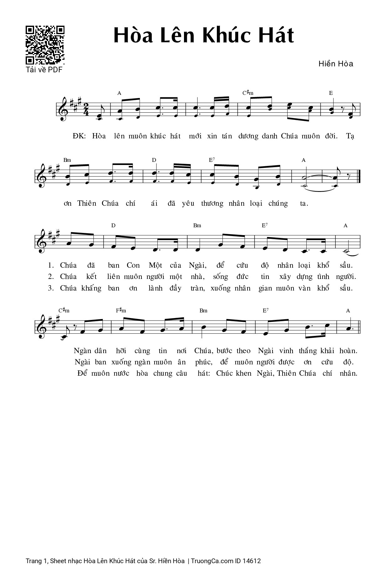 Sheet PDF of Hòa Lên Khúc Hát