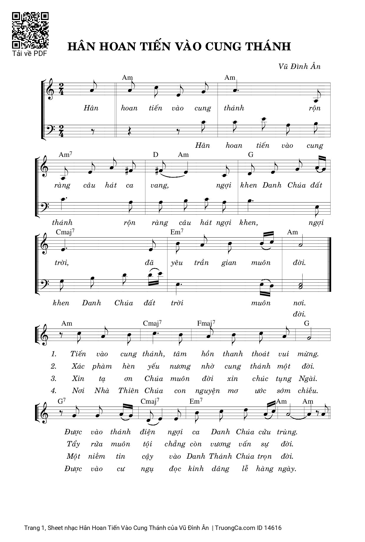 Sheet PDF of Hân Hoan Tiến Vào Cung Thánh
