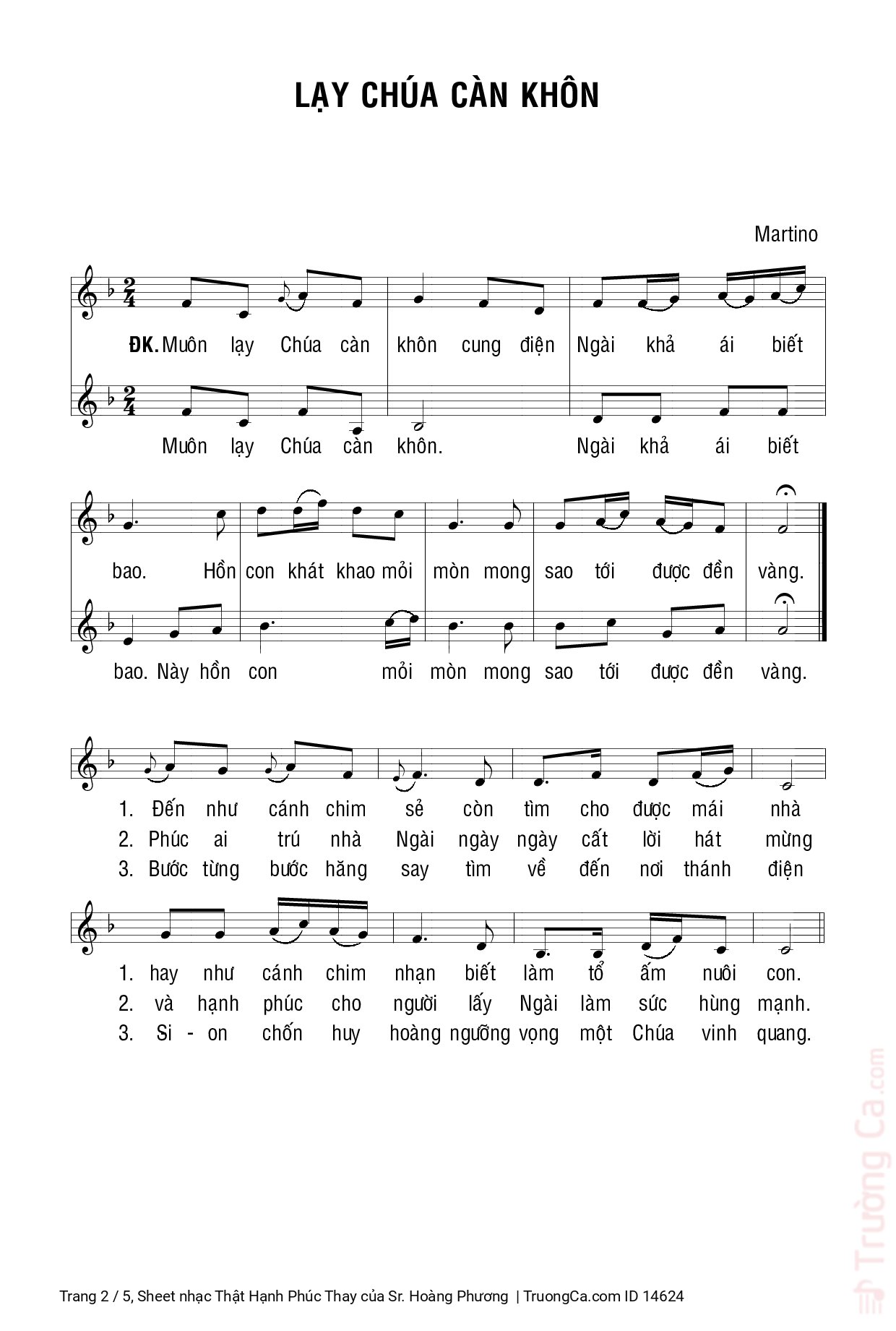 Page 2 of Sheet music PDF Thật Hạnh Phúc Thay - Sr. Hoàng Phương