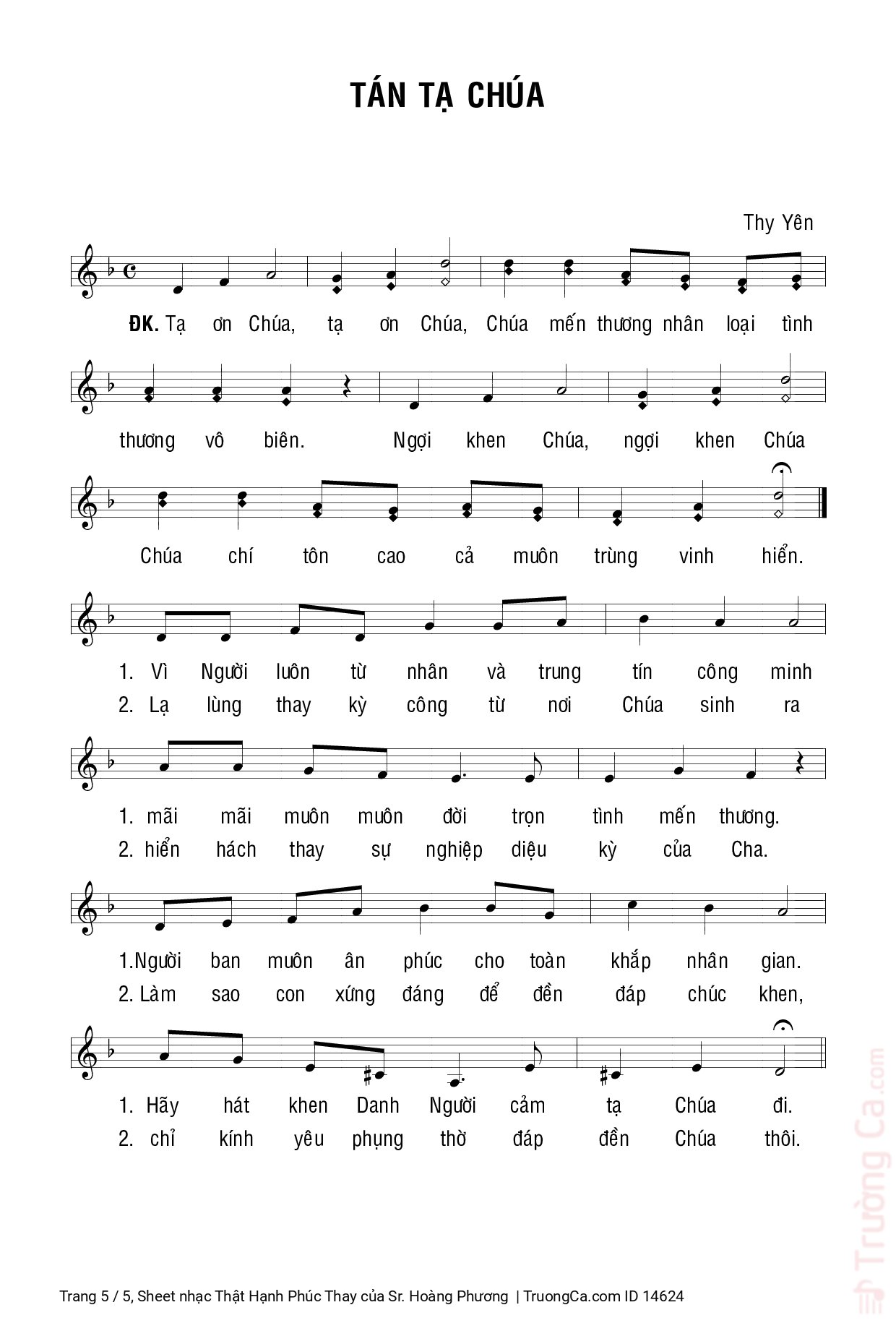 Page 5 of Sheet music PDF Thật Hạnh Phúc Thay - Sr. Hoàng Phương