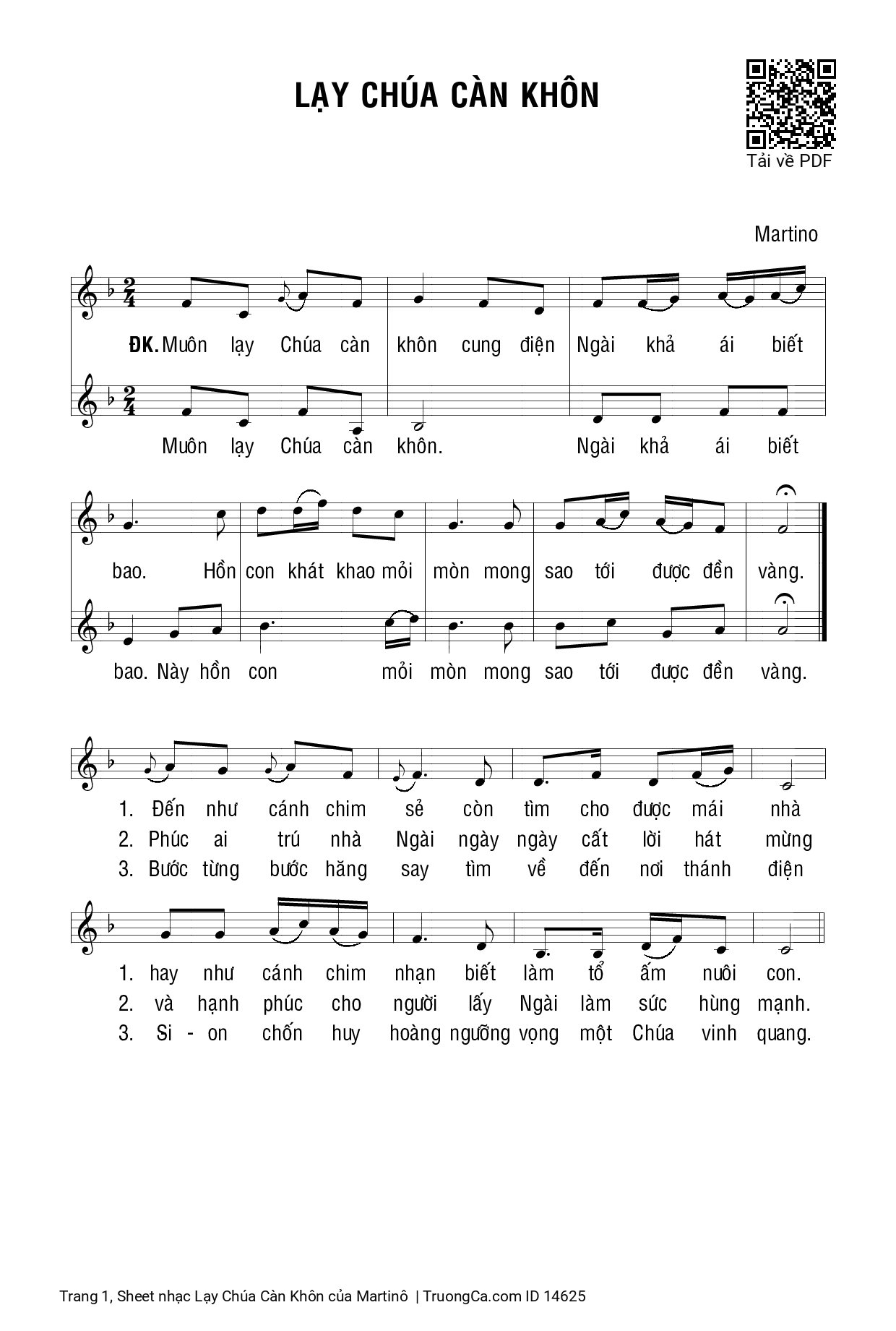 Sheet PDF of Lạy Chúa Càn Khôn