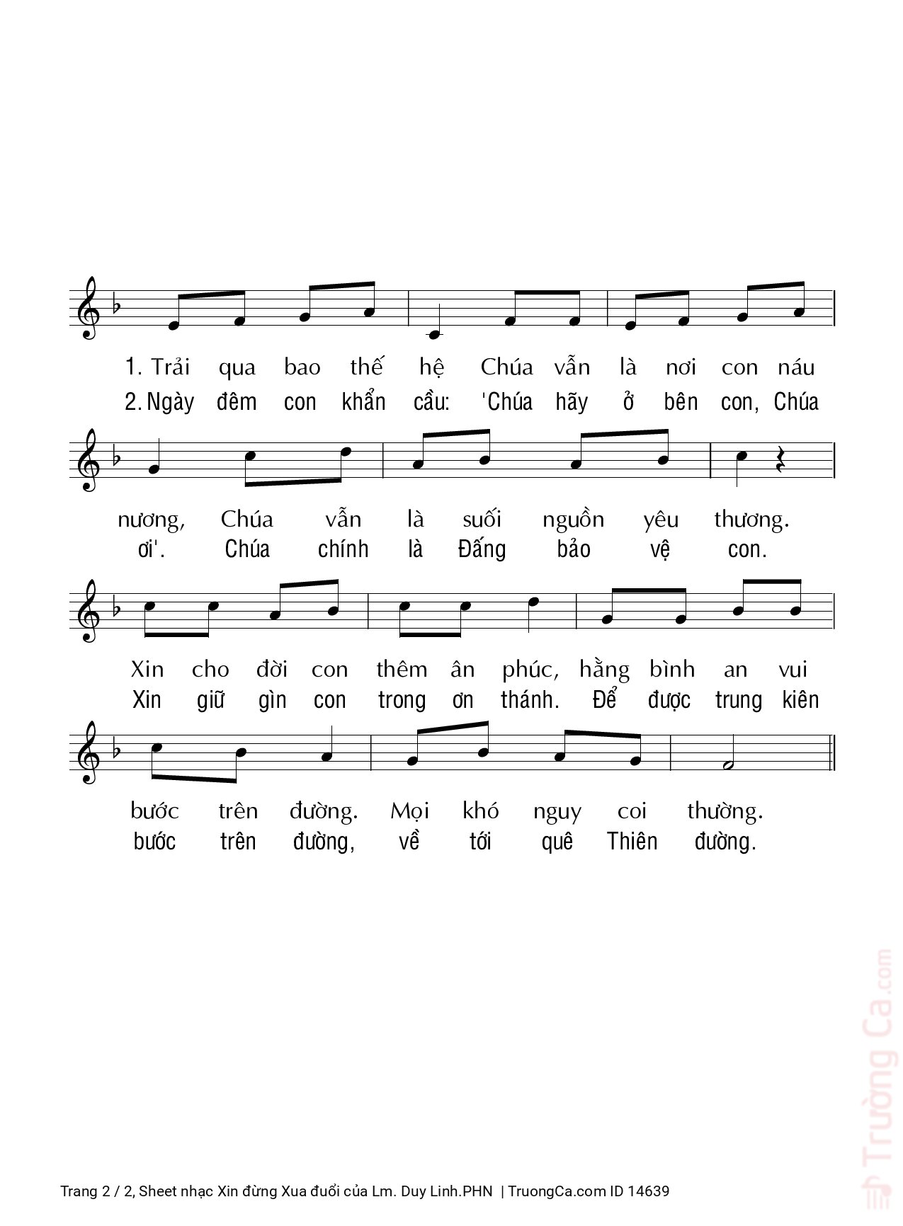 Page 2 of Sheet music PDF Xin đừng Xua đuổi - Lm. Duy Linh.PHN