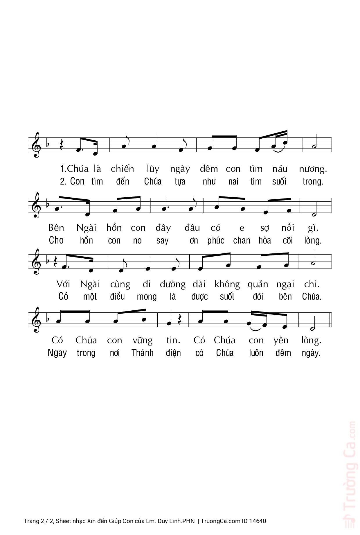 Page 2 of Sheet music PDF Xin đến Giúp Con - Lm. Duy Linh.PHN