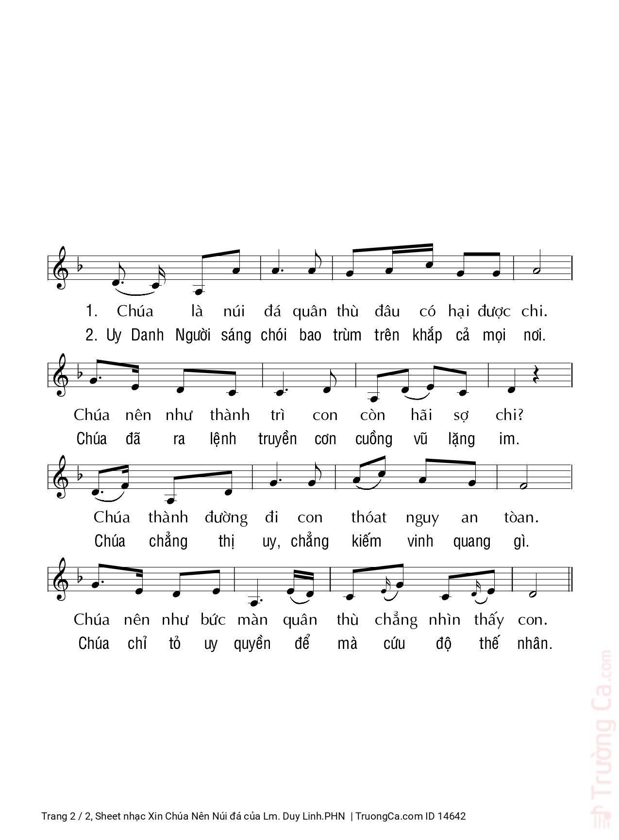 Page 2 of Sheet music PDF Xin Chúa Nên Núi đá - Lm. Duy Linh.PHN