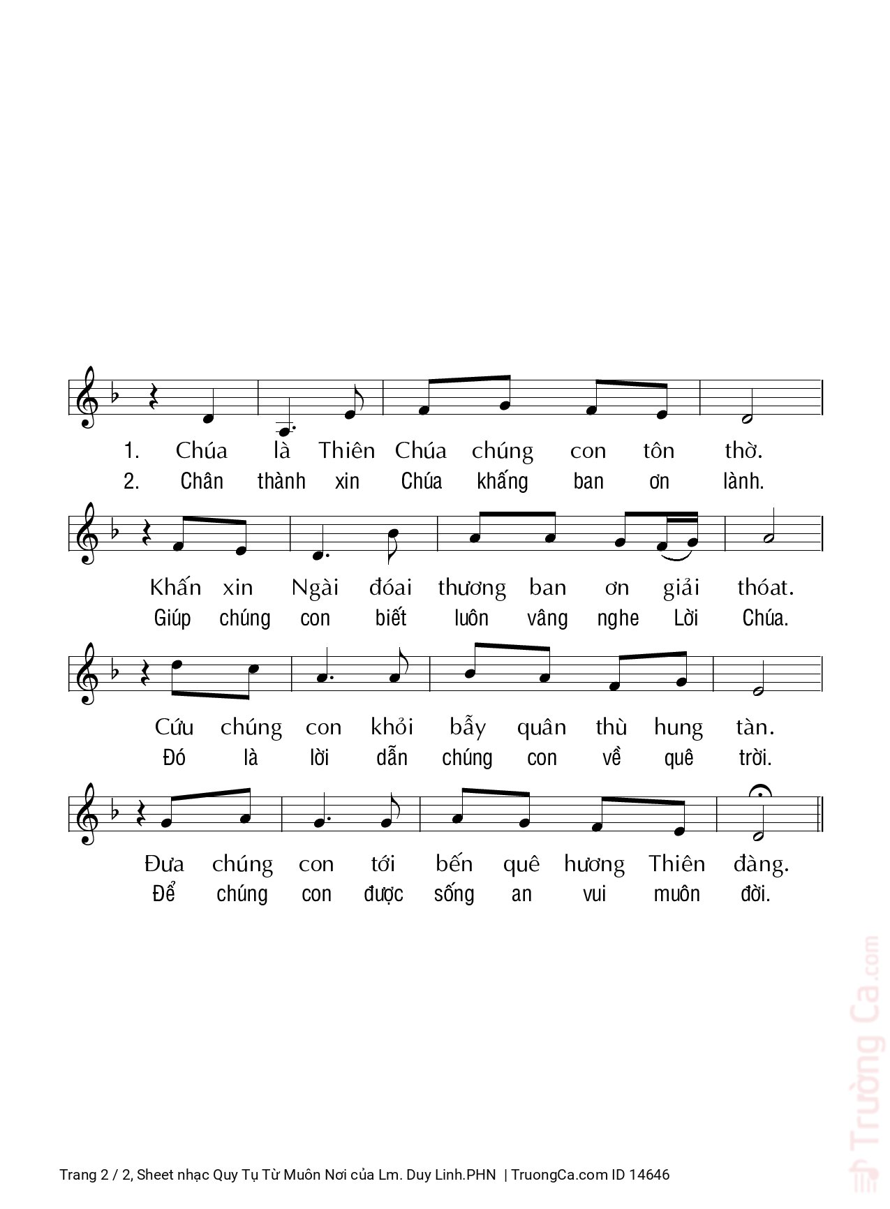 Page 2 of Sheet music PDF Quy Tụ Từ Muôn Nơi - Lm. Duy Linh.PHN