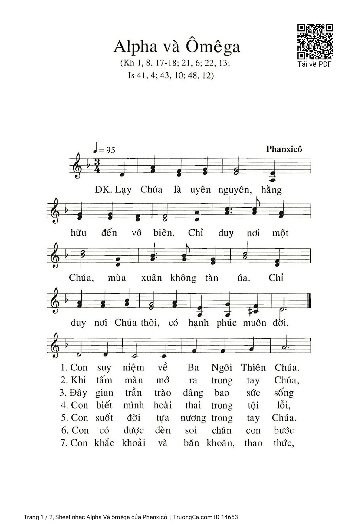 Sheet PDF of Alpha Và ômêga