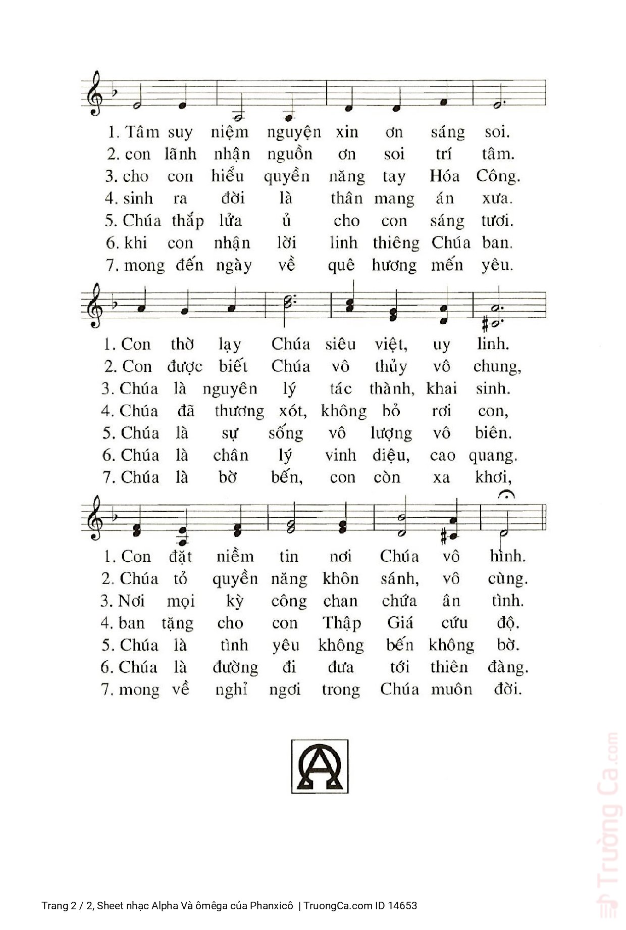Page 2 of Sheet music PDF Alpha Và ômêga - Phanxicô