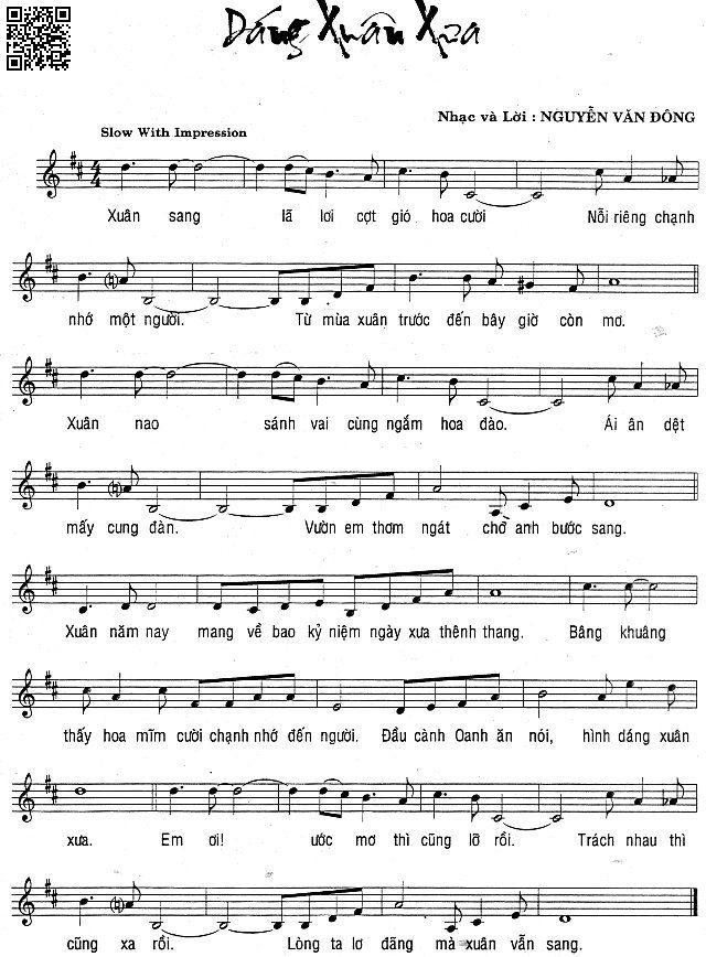 Page 2 of Sheet music PDF Dáng xuân xưa - Nguyễn Văn Đông