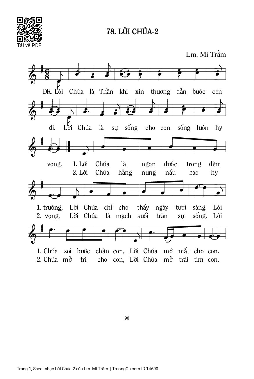 Page 1 of Sheet music PDF Lời Chúa 2 - Lm. Mi Trầm