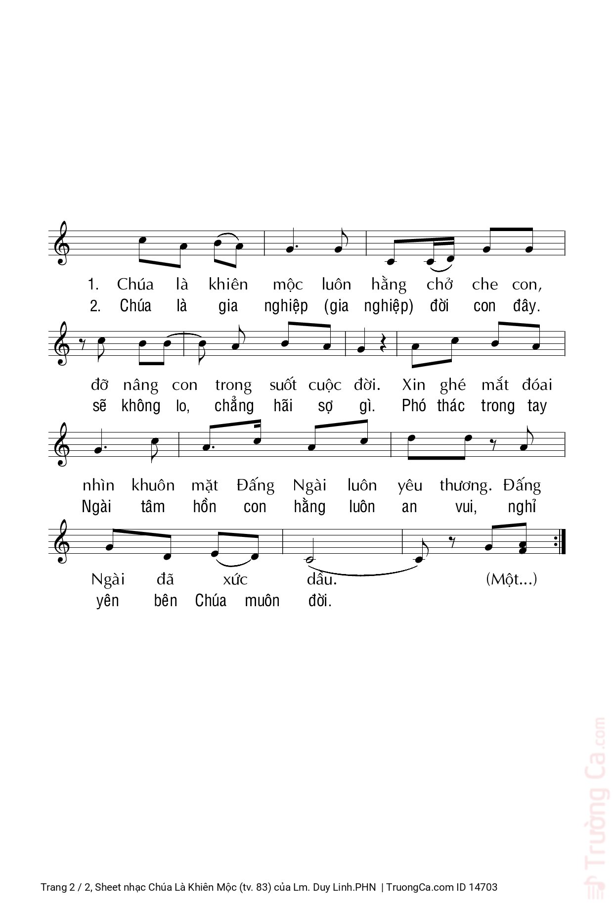 Page 2 of Sheet music PDF Chúa Là Khiên Mộc (tv. 83) - Lm. Duy Linh.PHN