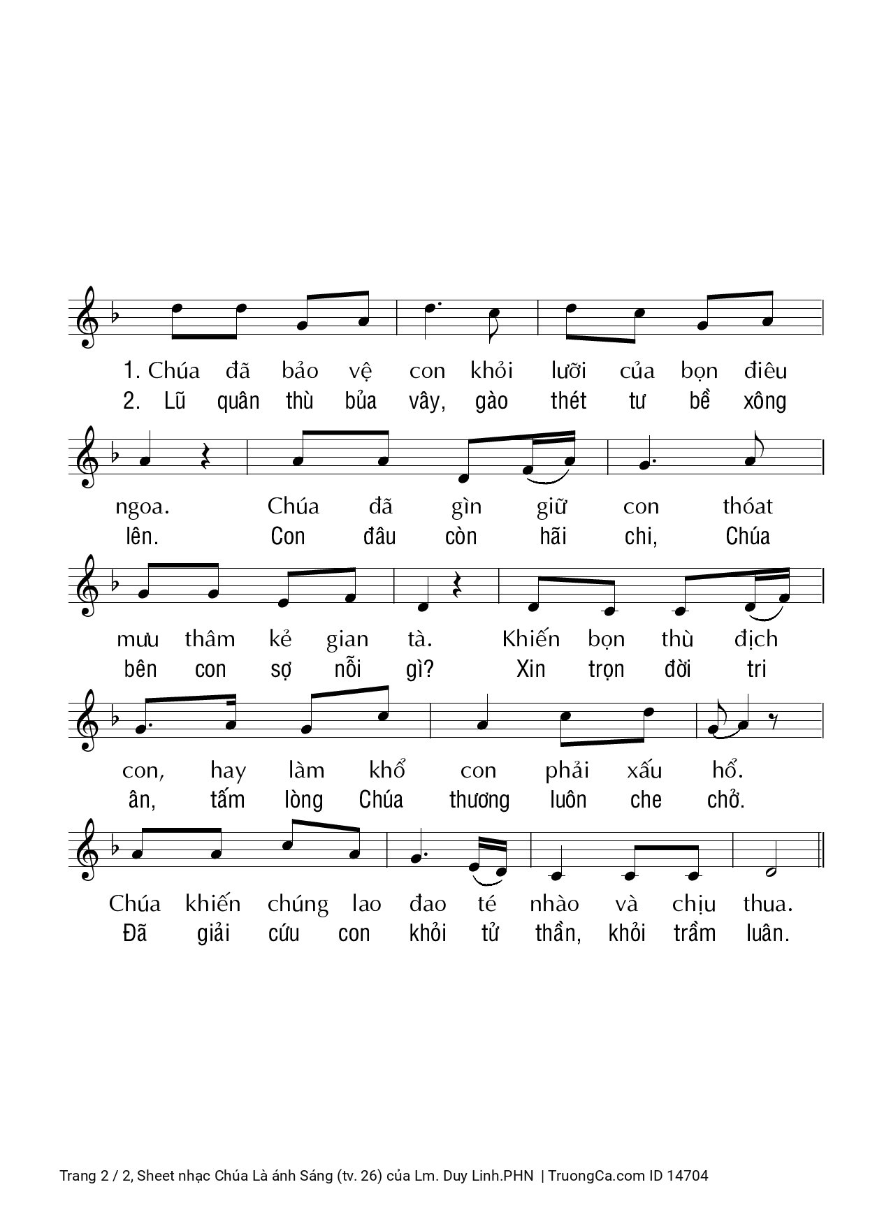 Page 2 of Sheet music PDF Chúa Là ánh Sáng (tv. 26) - Lm. Duy Linh.PHN