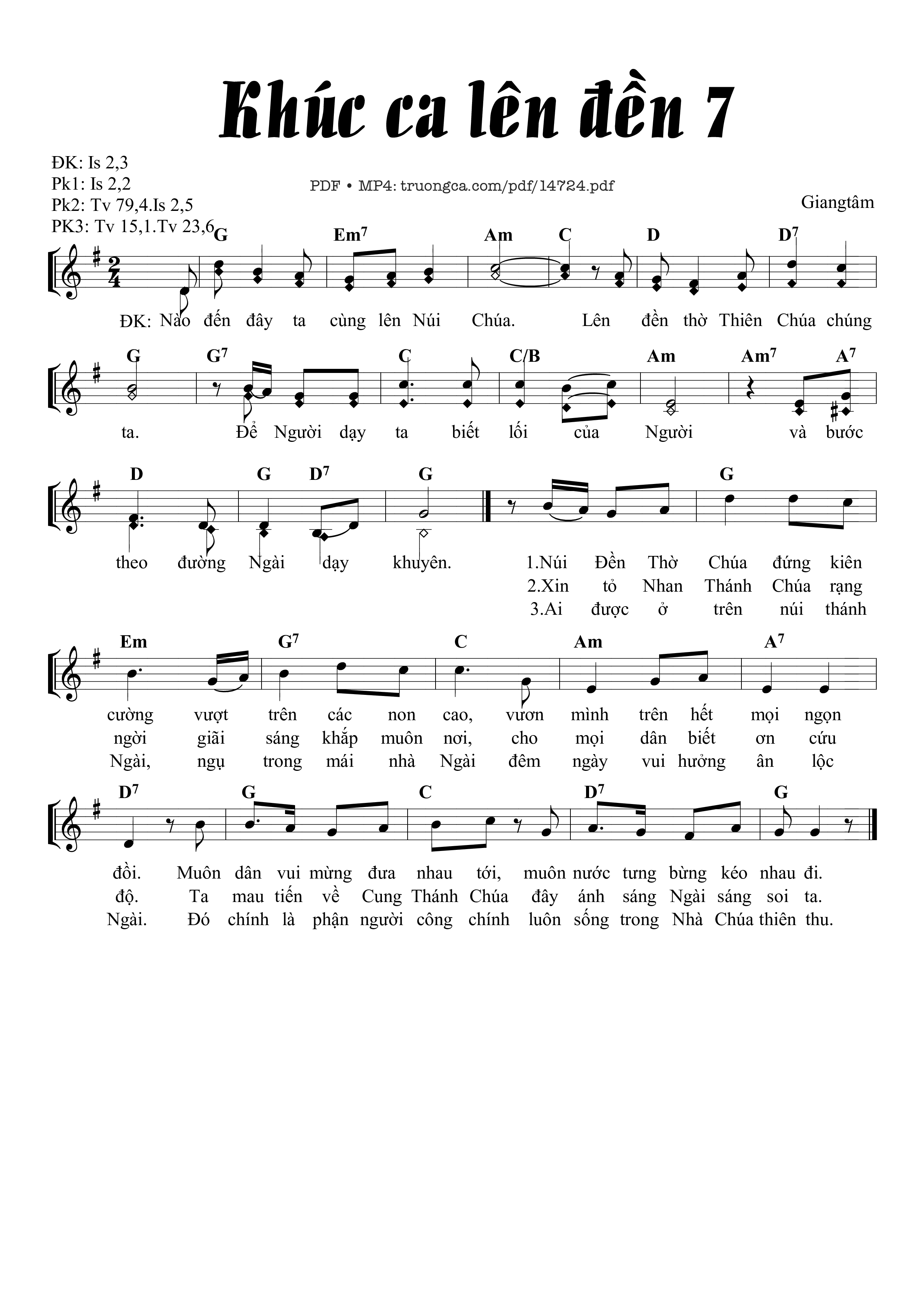 Page 1 of Sheet music PDF Khúc Ca Lên đền 7 - Lm. Giang Tâm