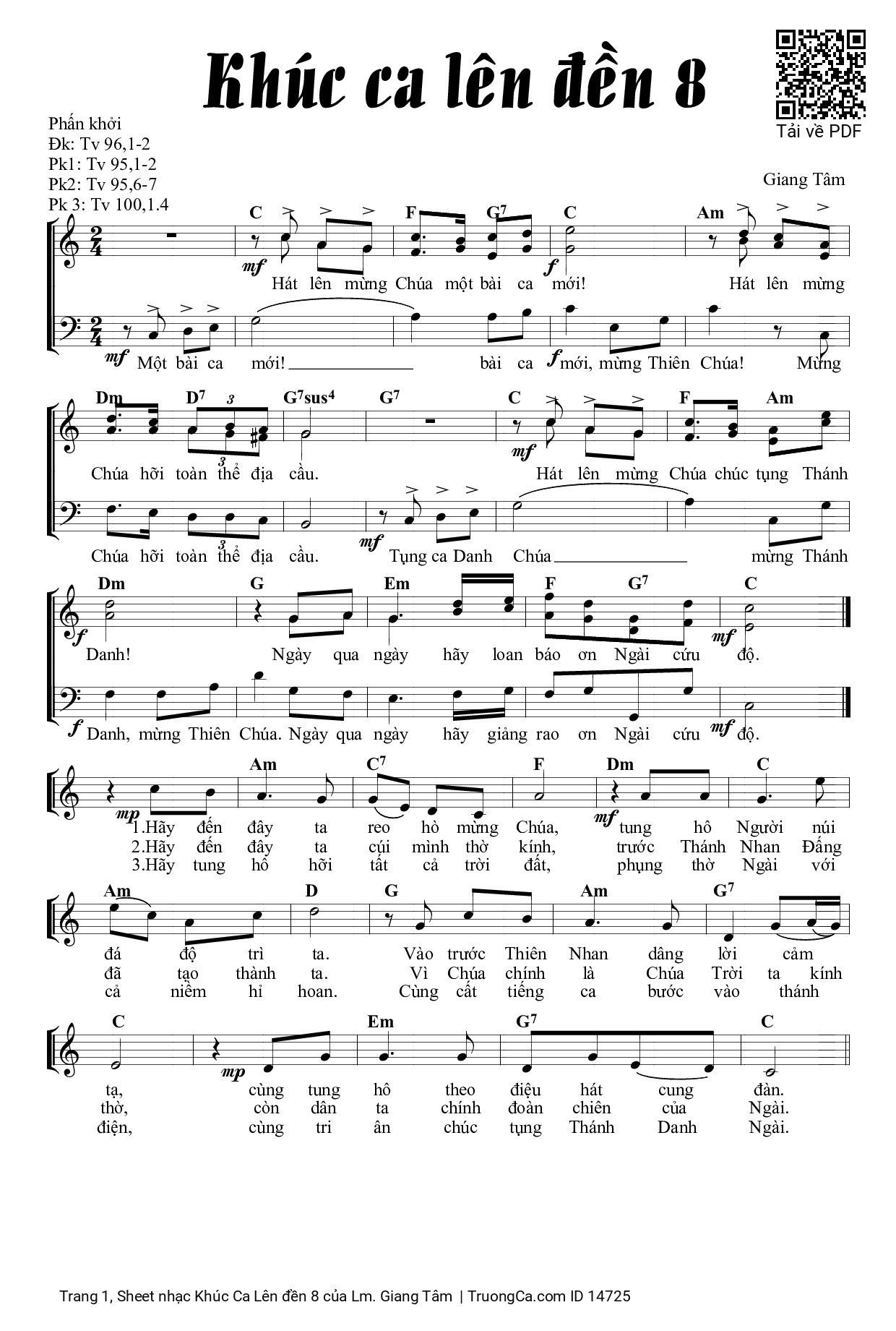 Sheet PDF of Khúc Ca Lên đền 8