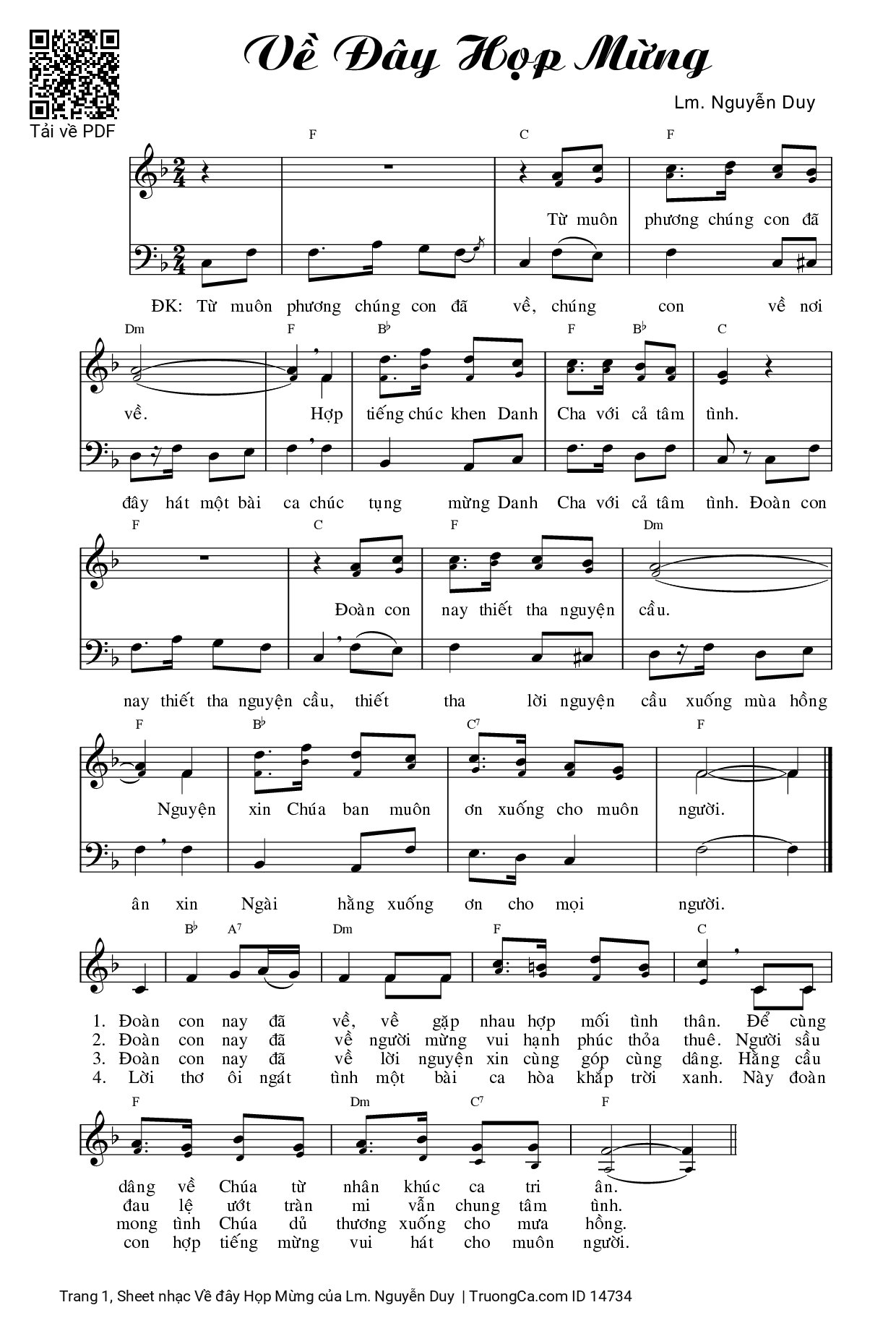 Sheet PDF of Về đây Họp Mừng