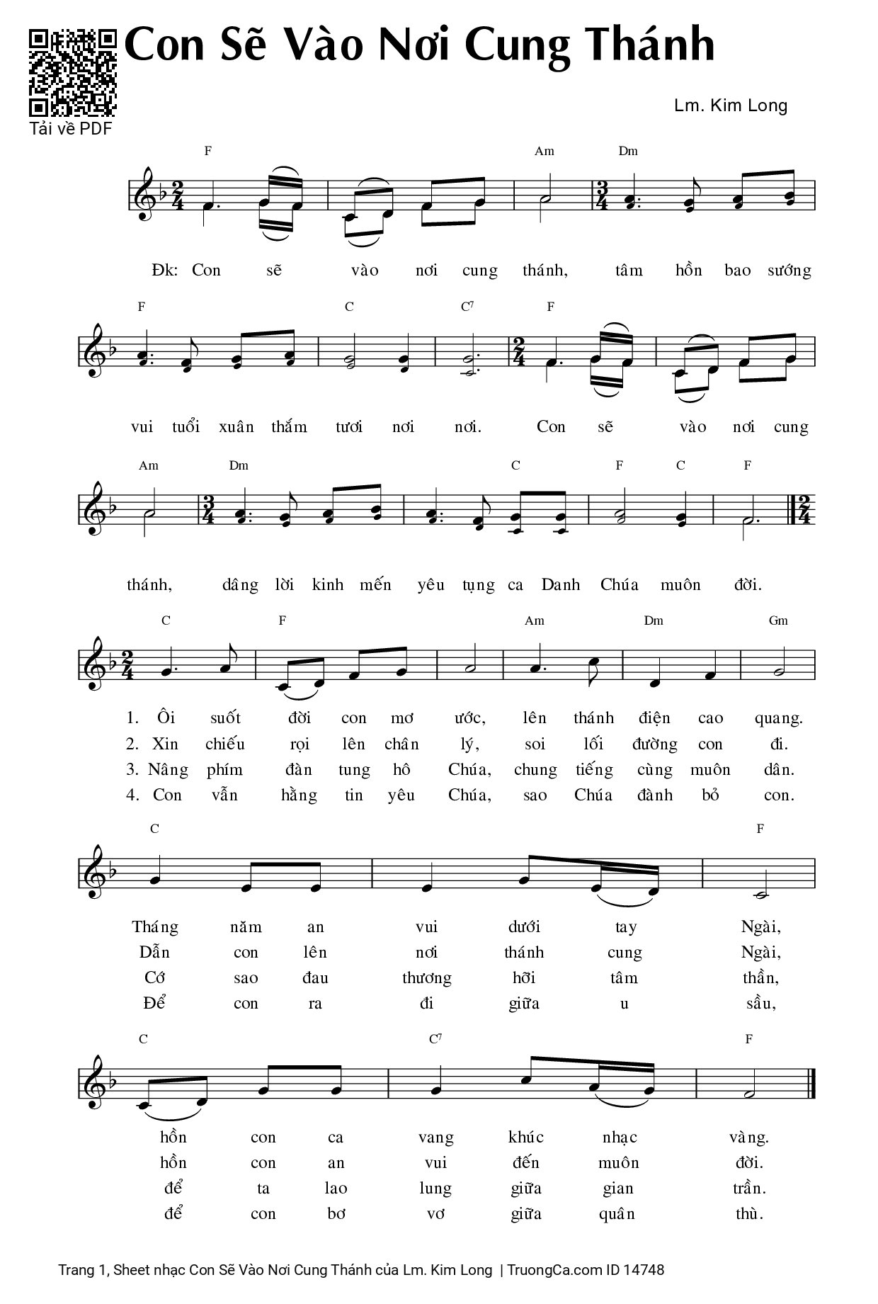 Sheet PDF of Con Sẽ Vào Nơi Cung Thánh