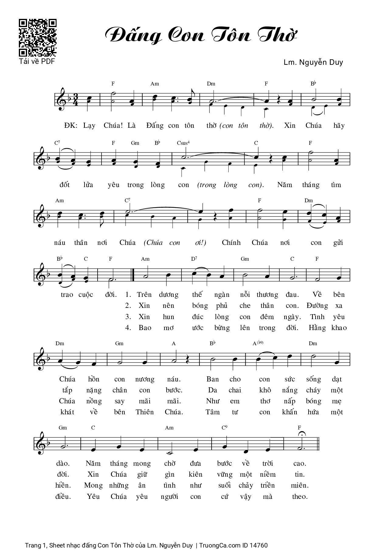 Sheet PDF of đấng Con Tôn Thờ