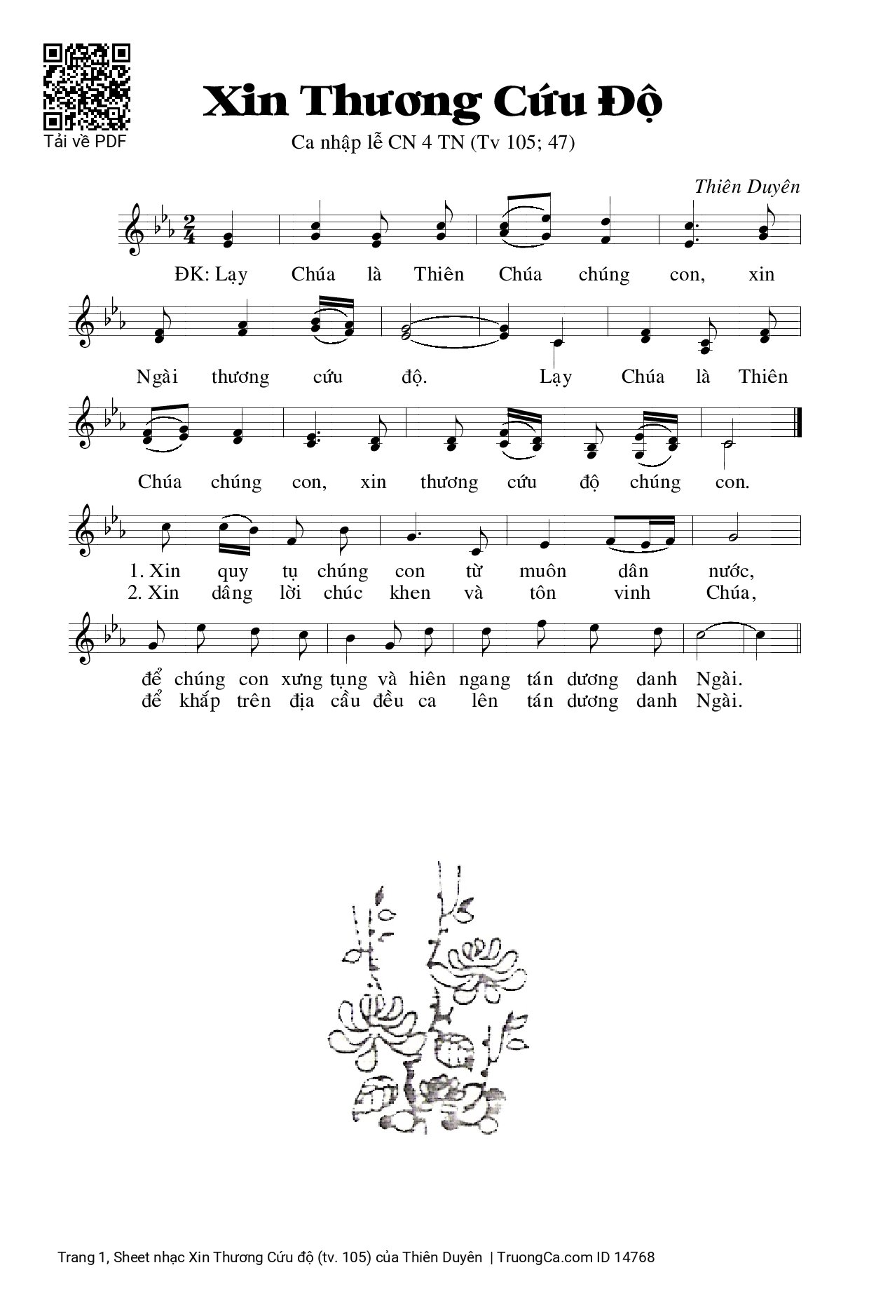 Sheet PDF of Xin Thương Cứu độ (tv. 105)