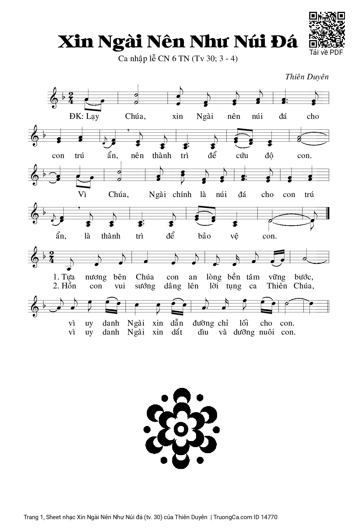 Sheet PDF of Xin Ngài Nên Như Núi đá (tv. 30)