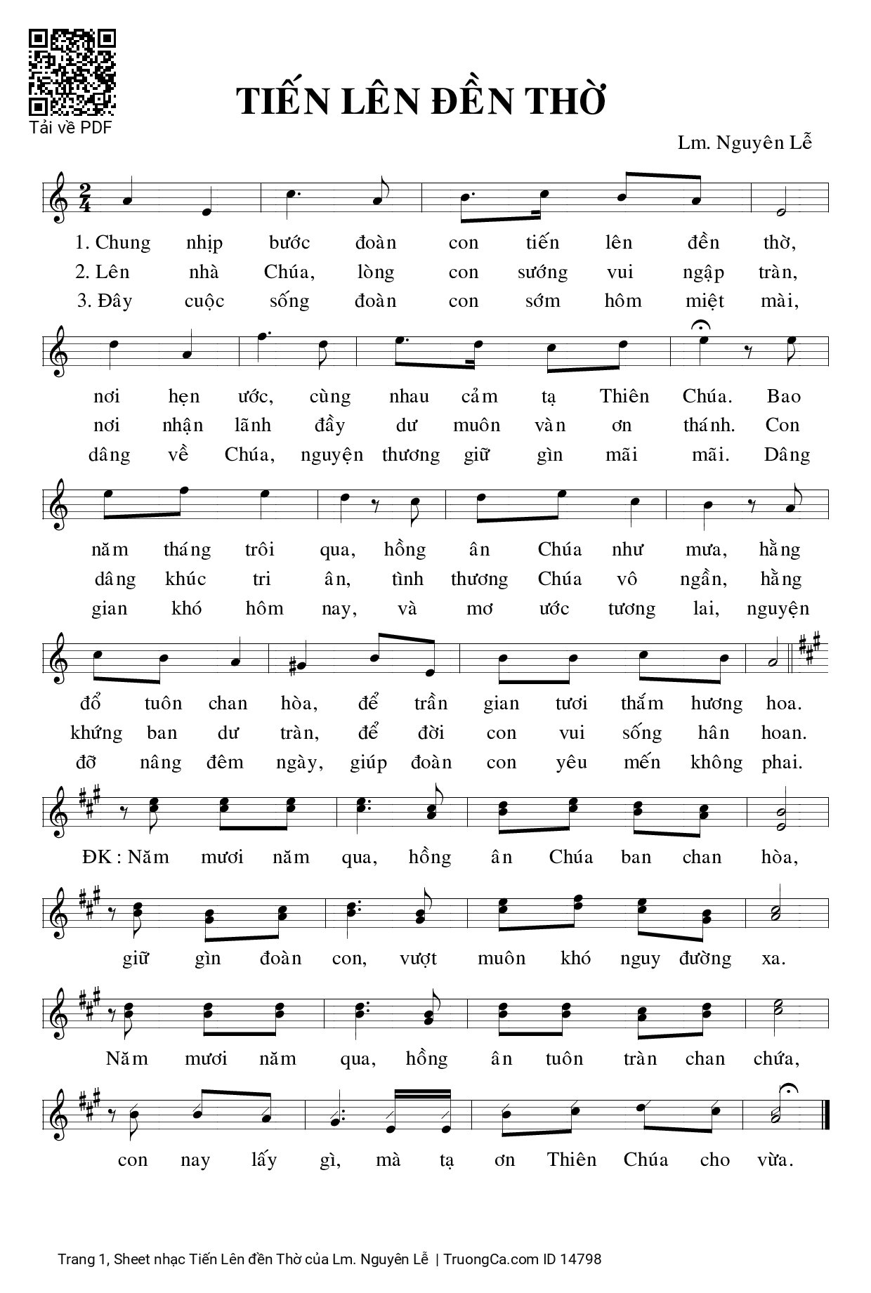 Sheet PDF of Tiến Lên đền Thờ
