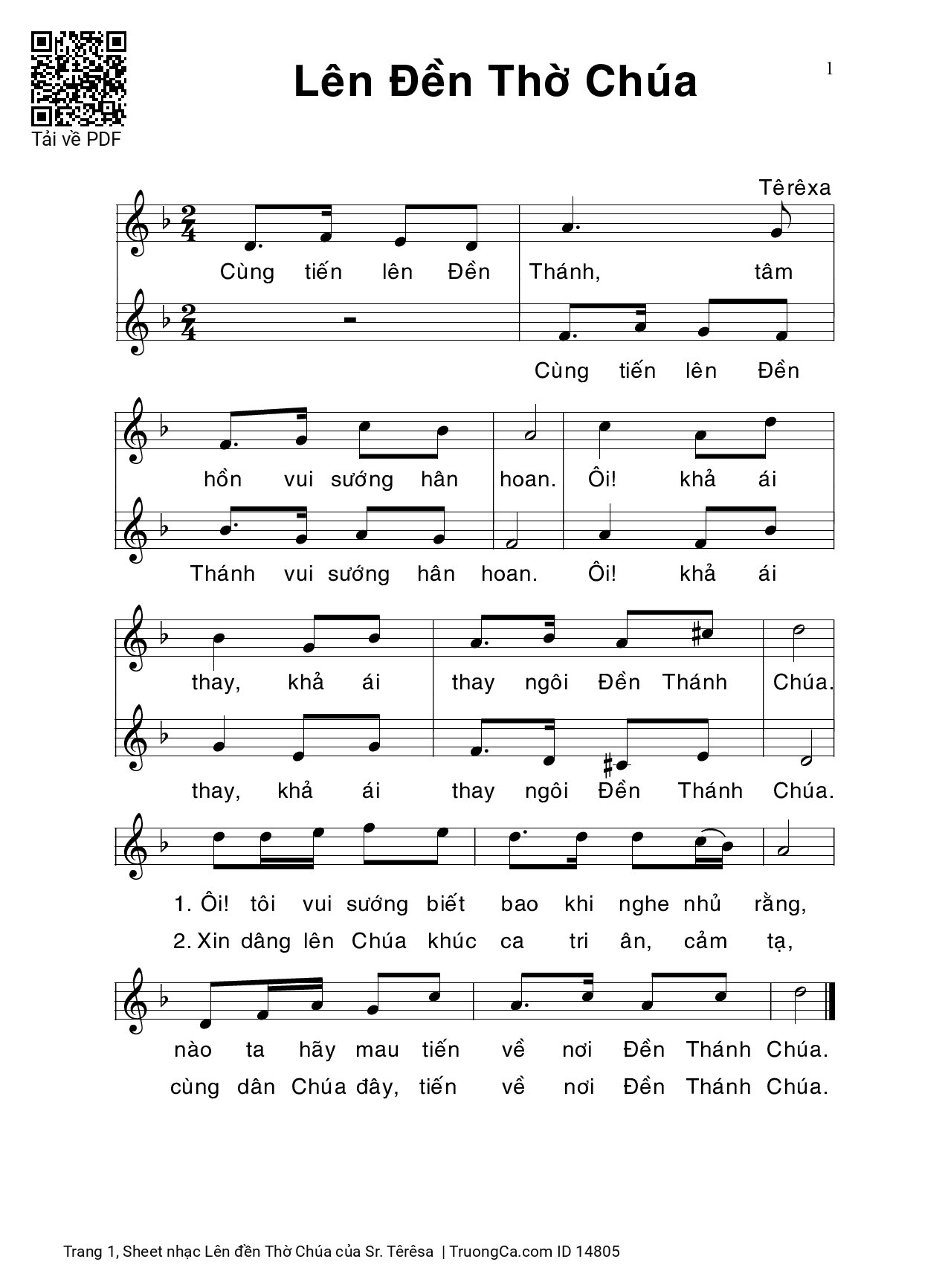 Sheet PDF of Lên đền Thờ Chúa