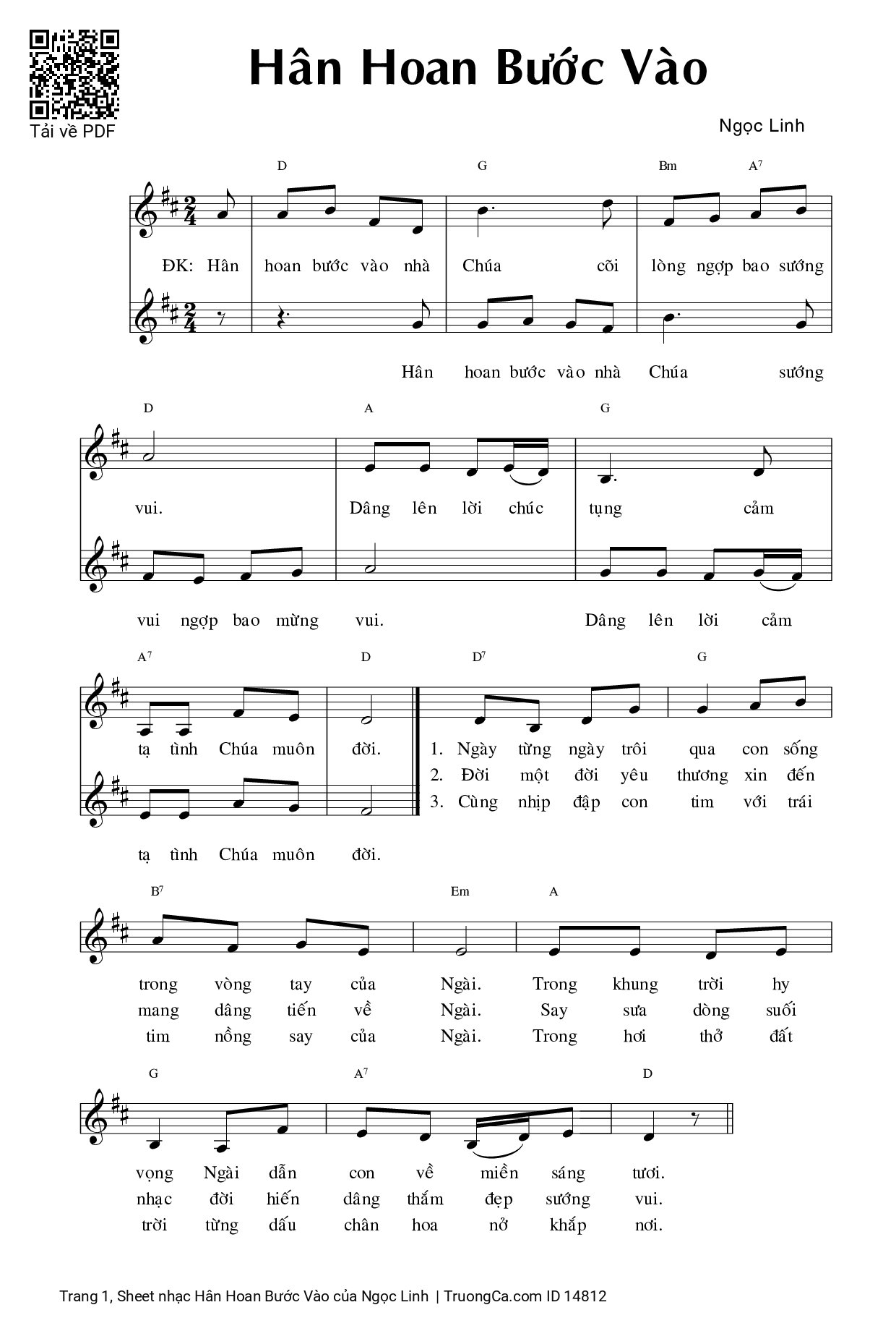 Sheet PDF of Hân Hoan Bước Vào