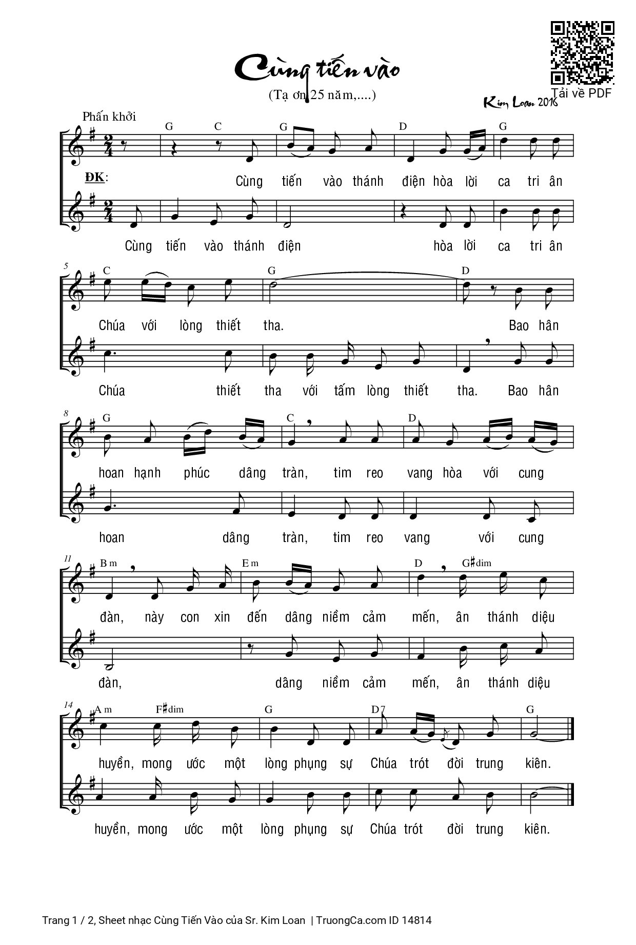 Sheet PDF of Cùng Tiến Vào