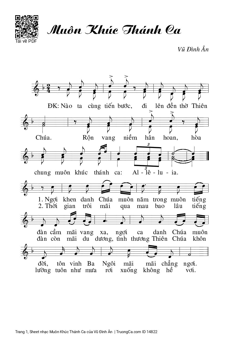 Sheet PDF of Muôn Khúc Thánh Ca