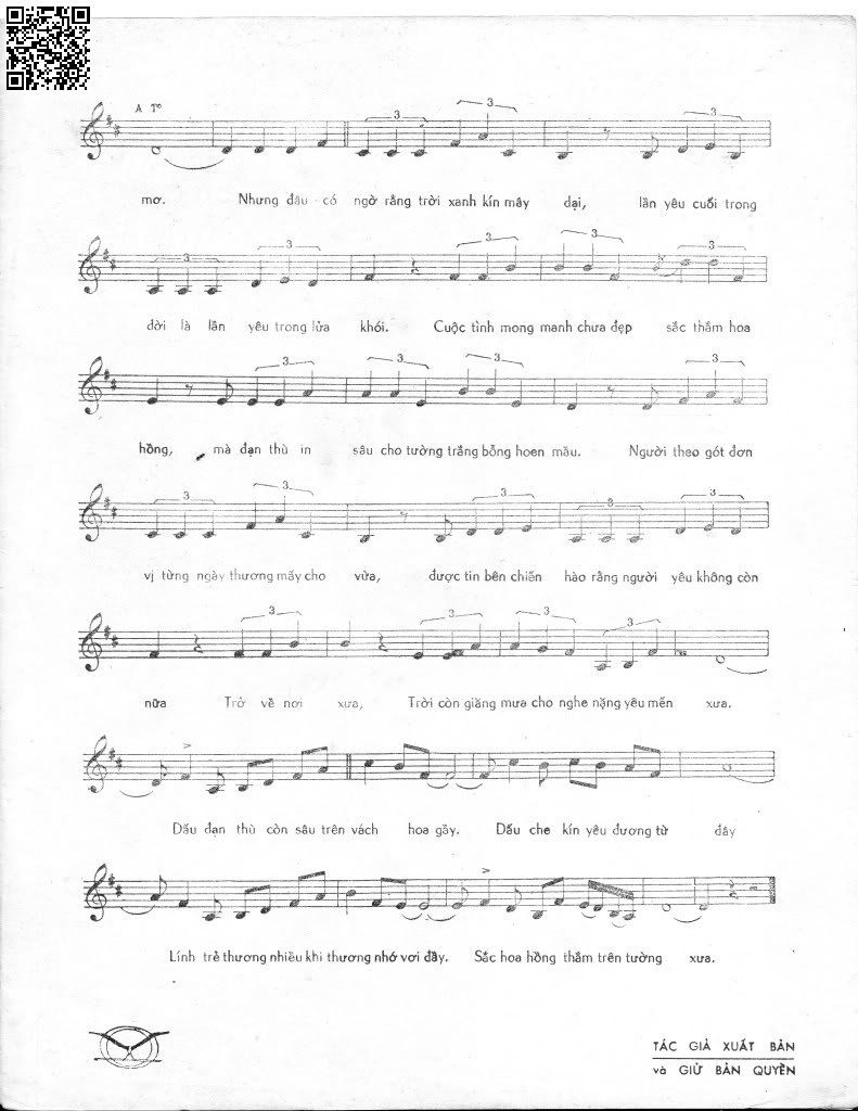 Page 3 of Sheet music PDF Dấu đạn thù trên tường vôi trắng - Trần Thiện Thanh