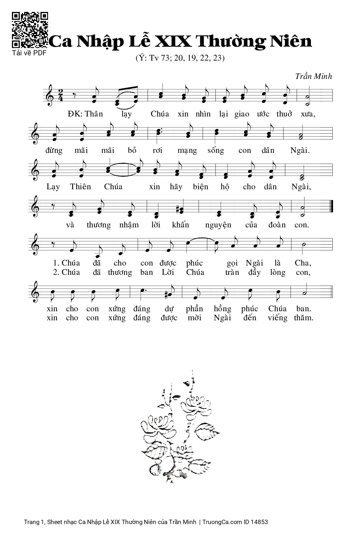 Sheet PDF of Ca Nhập Lễ XIX Thường Niên