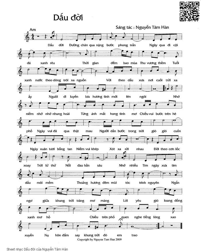 Page 1 of Sheet music PDF Dấu đời - Nguyễn Tâm Hàn