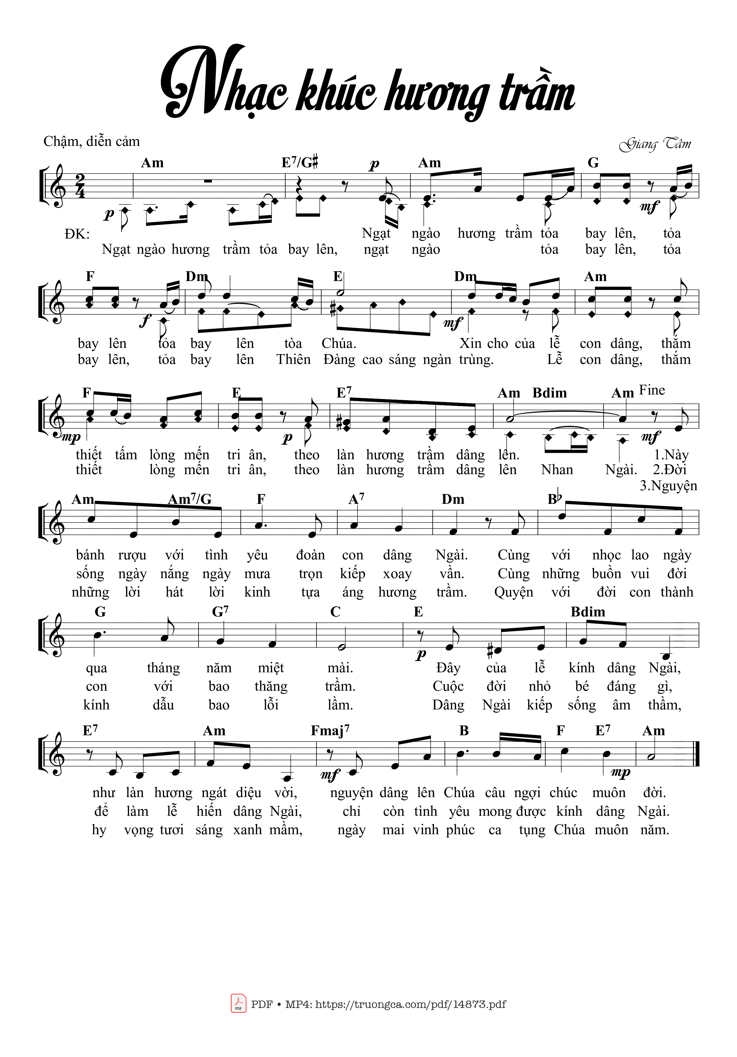 Sheet PDF of Nhạc Khúc Hương Trầm
