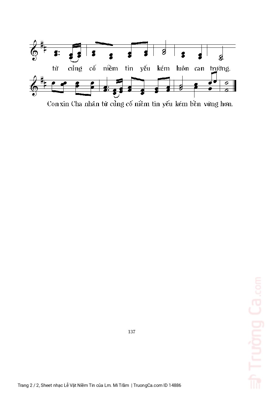 Page 2 of Sheet music PDF Lễ Vật Niềm Tin - Lm. Mi Trầm