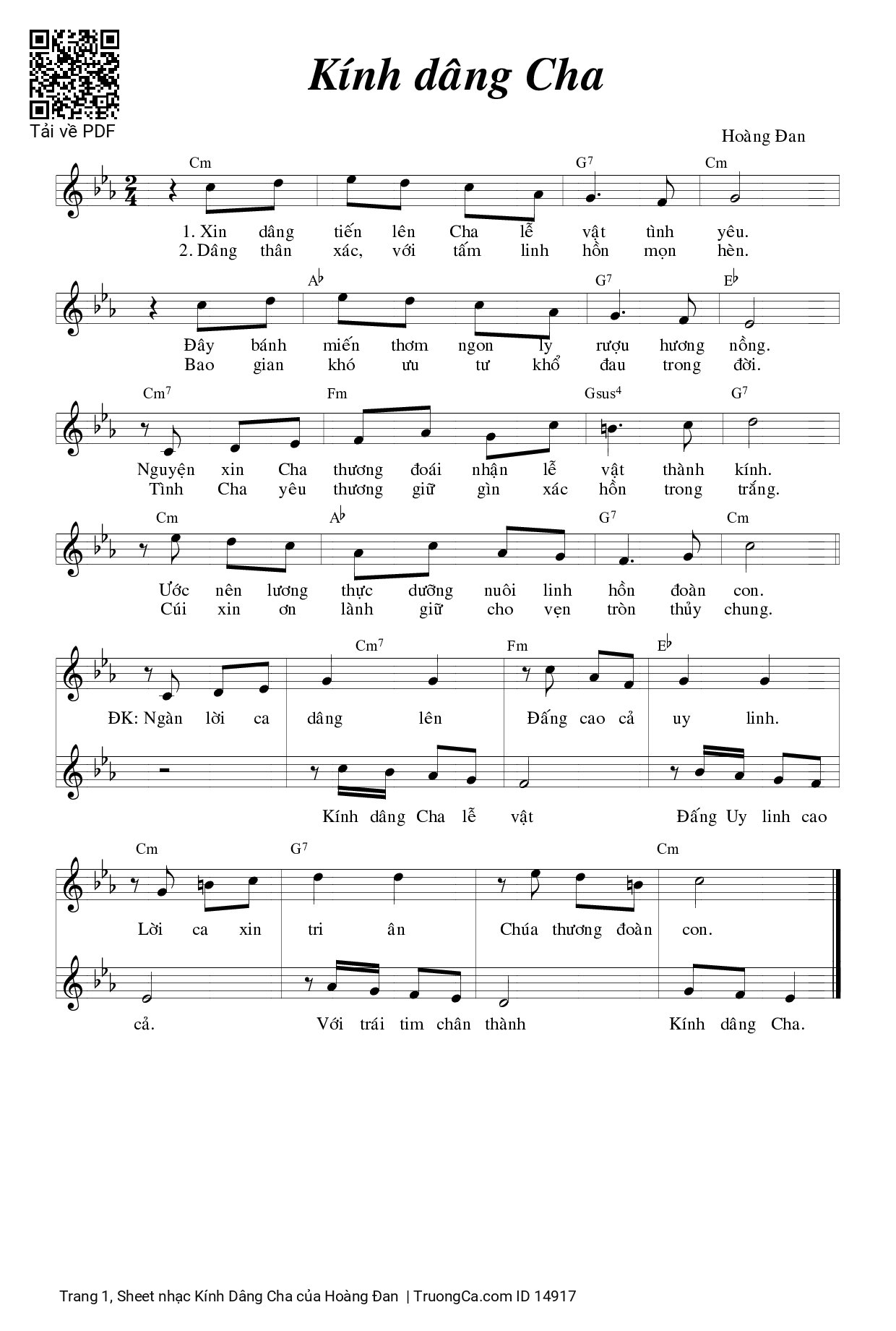 Sheet PDF of Kính Dâng Cha