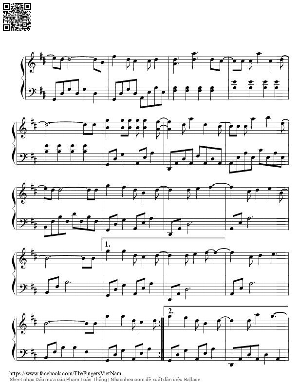 Page 2 of Sheet music PDF Dấu mưa - Phạm Toàn Thắng