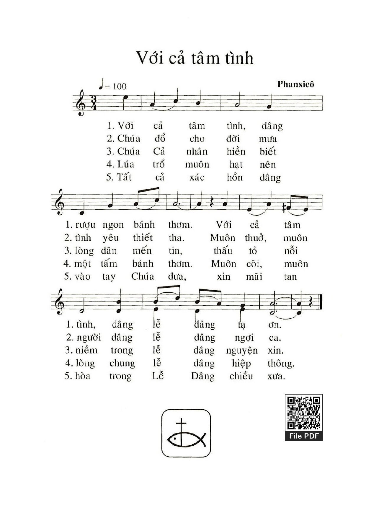 Sheet PDF of Với Cả Tâm Tình