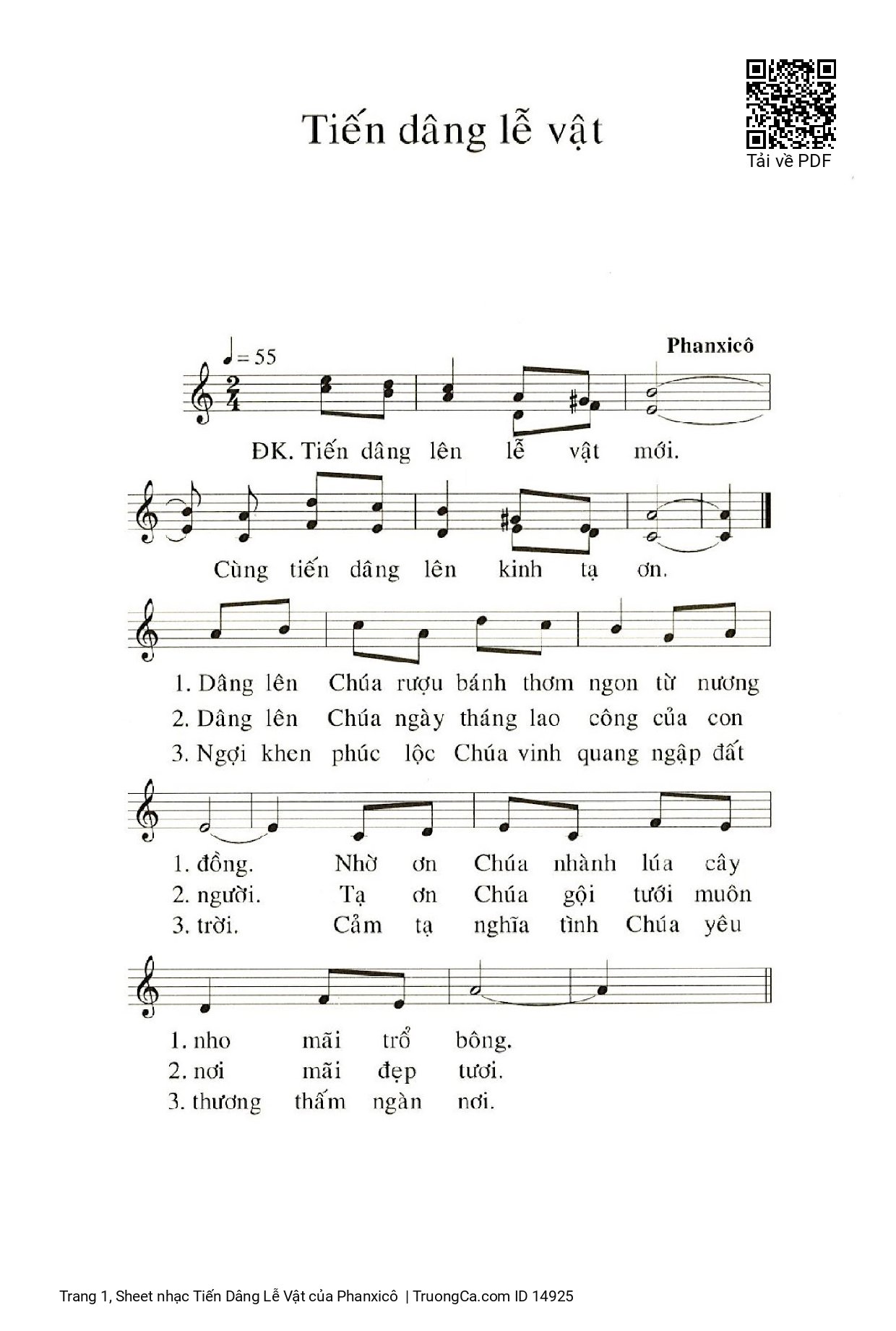 Sheet PDF of Tiến Dâng Lễ Vật