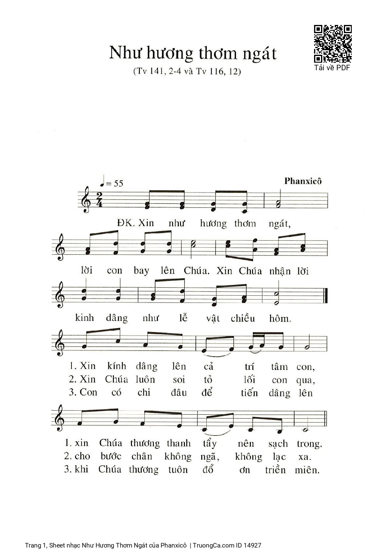 Sheet PDF of Như Hương Thơm Ngát