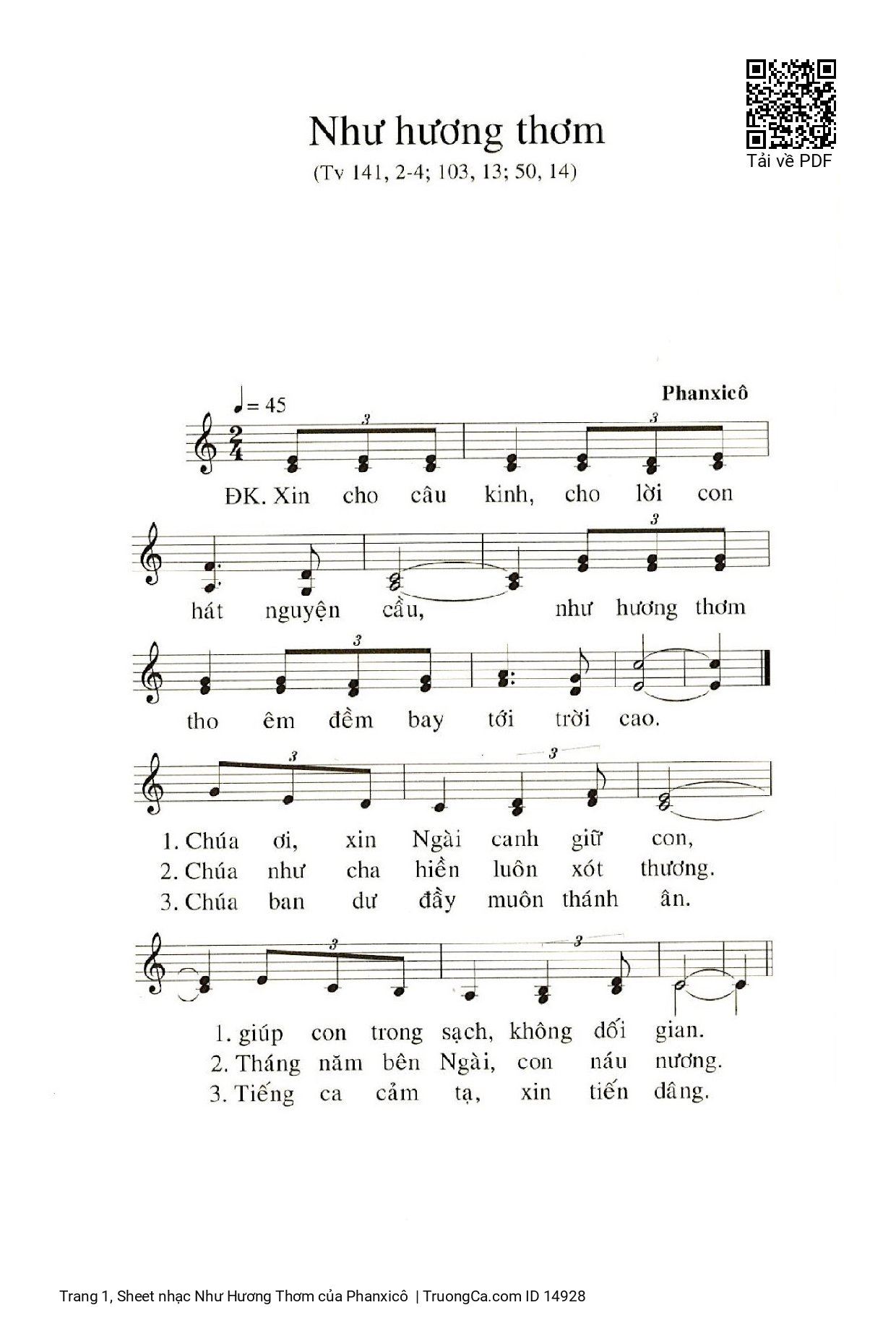 Sheet PDF of Như Hương Thơm