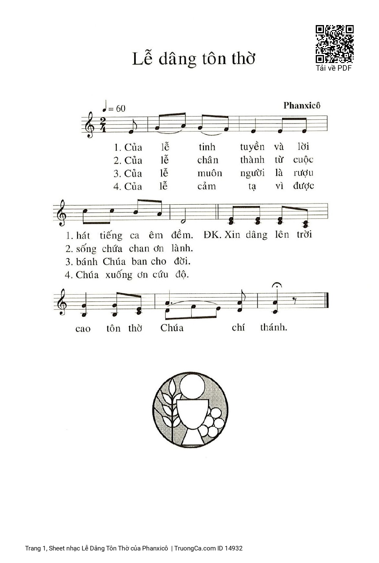 Sheet PDF of Lễ Dâng Tôn Thờ