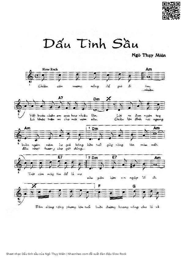Page 2 of Sheet music PDF Dấu tình sầu - Ngô Thụy Miên