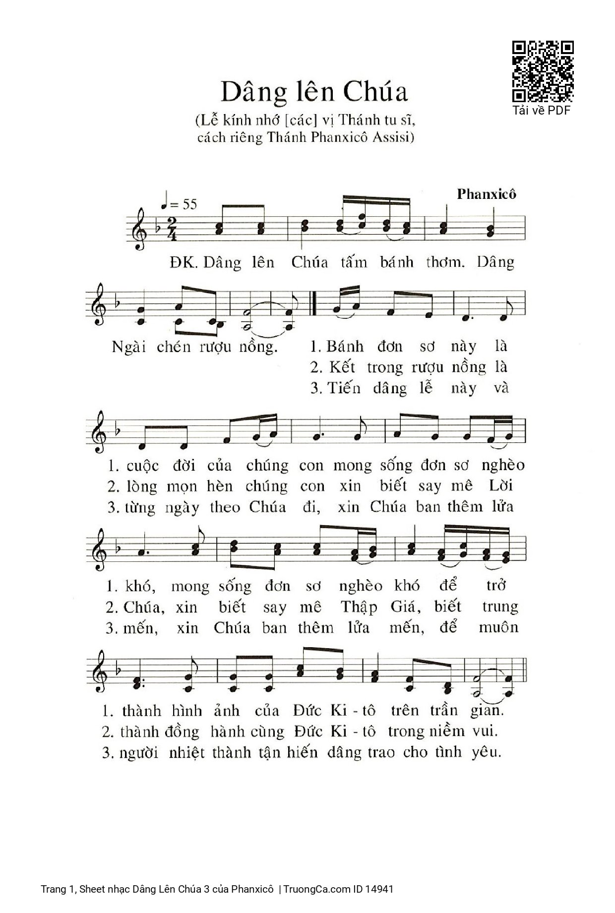 Sheet PDF of Dâng Lên Chúa 3