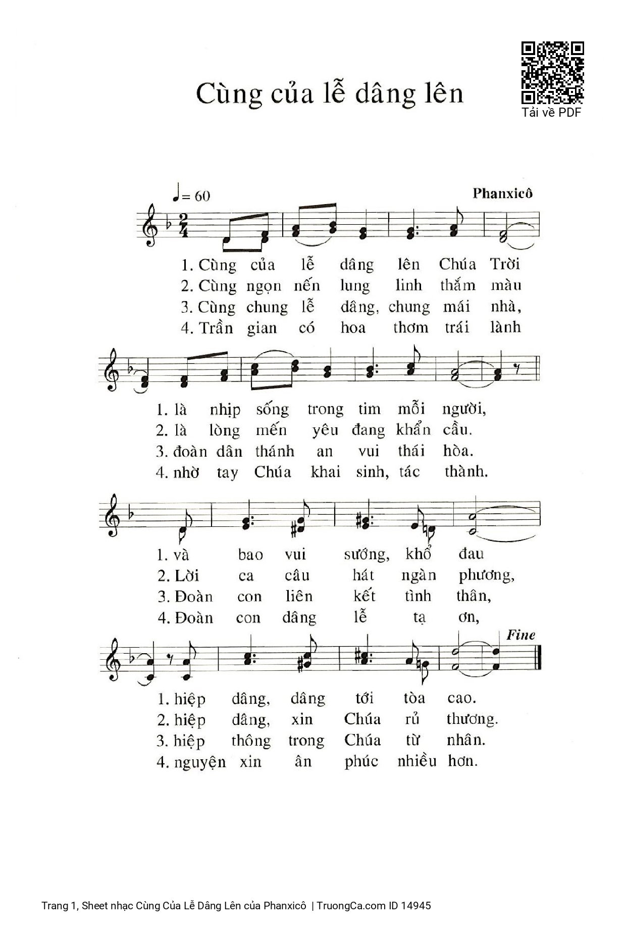 Sheet PDF of Cùng Của Lễ Dâng Lên