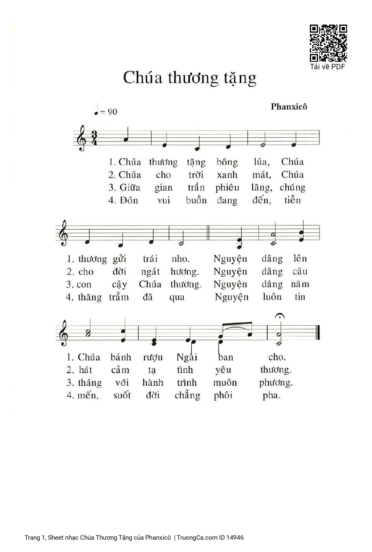 Sheet PDF of Chúa Thương Tặng