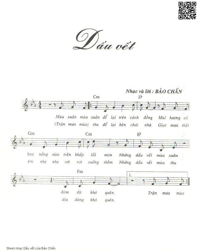Page 1 of Sheet music PDF Dấu vết - Bảo Chấn