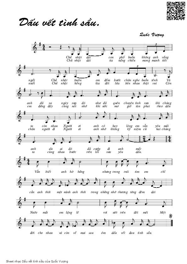 Sheet PDF of Dấu vết tình sầu