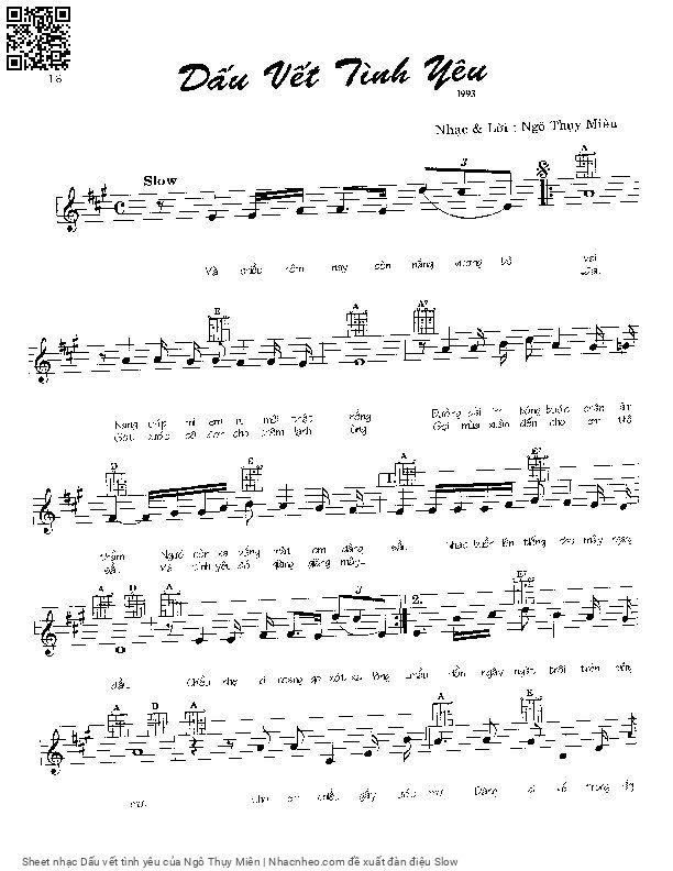 Page 1 of Sheet music PDF Dấu vết tình yêu - Ngô Thụy Miên