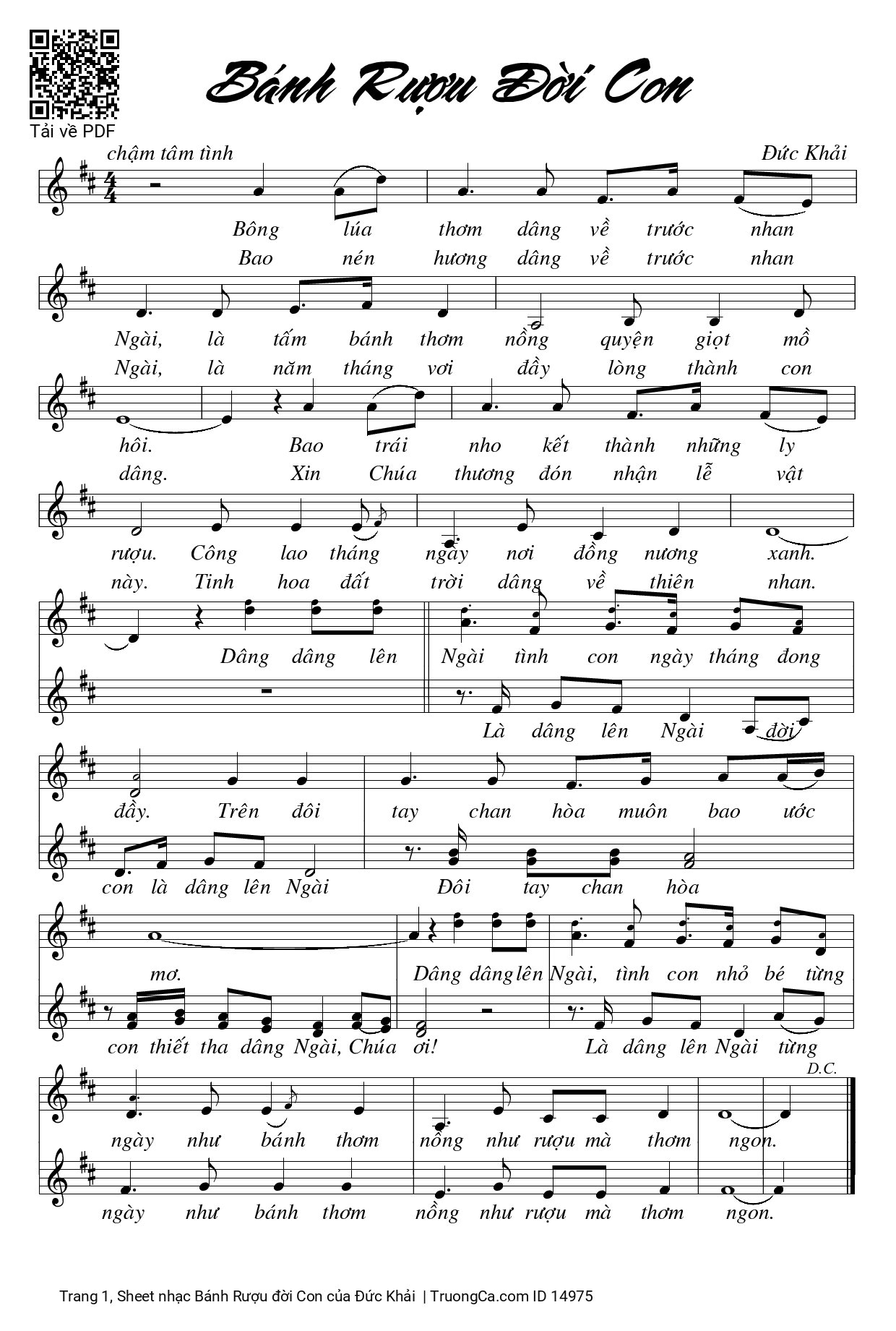 Sheet PDF of Bánh Rượu đời Con