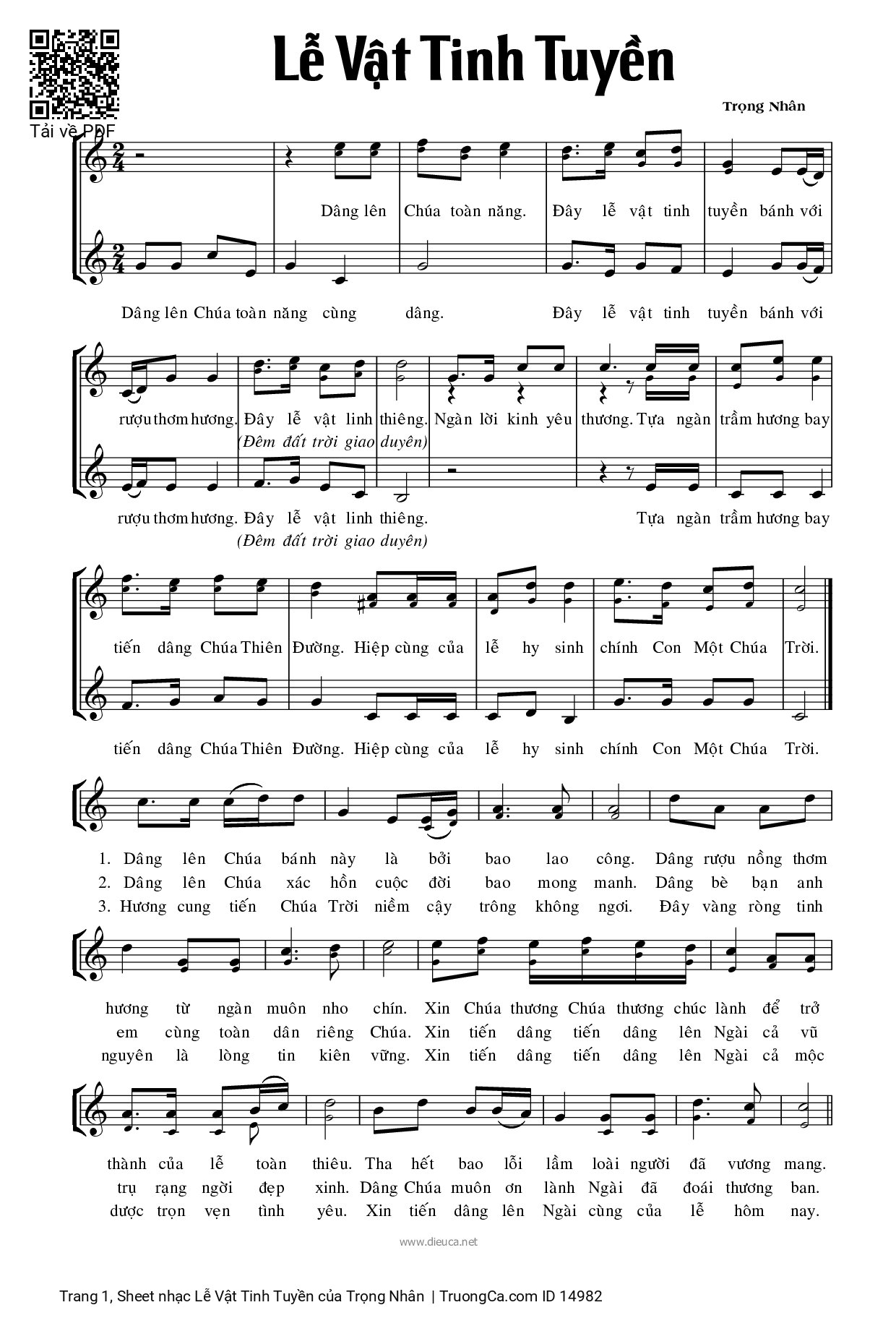 Sheet PDF of Lễ Vật Tinh Tuyền